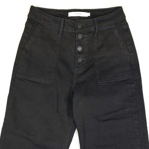 Hidden High Rise Straight Ankle Raw Hem Black Jeans Women's 27